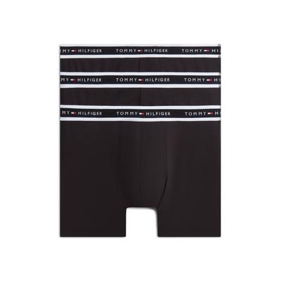 Boxershorts "3P", Herren, Gr. S (48), 3 Stk., schwarz (schwarz, schwarz, schwarz), Jersey, Obermaterial: 57% Baumwolle, 38% Modal, 5% Elasthan, TOMMY HILFIGER UNDERWEAR, unifarben, körpernah, Unterhosen, mit längerem Bein