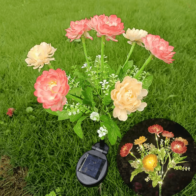 Inspire Curations Solar Snow Lotus Flower LED Garden Light yellow