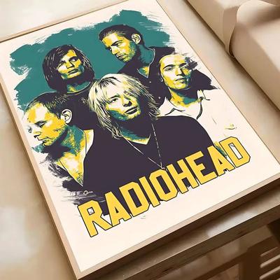 Uplifted Finds Radiohead Classic Rock Band Poster   Vintage Alternative Indie Wall Art   High Definition Retro Music Room Decor 6 25 X 35 Cm No Frame