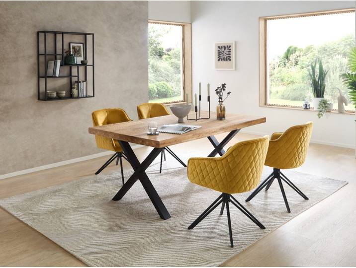 moebel-dich-auf Essgruppe CAPRI-X, (Esszimmer Set, 1 Esstisch Eiche massiv geölt, 4 Stühle), 180 x 100 cm