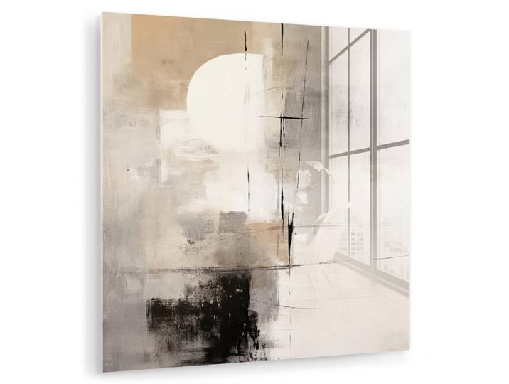 MuchoWow Acrylglasbild Abstrakt - Kunst - Grau 90x90 cm, Hellgrau, Glas, Quadratisch, 90x90 cm, Bilder & Rahmen, Bilder, Acrylglasbilder