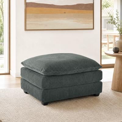 Uixe Modern Corduroy Plush Cloud Pillow Top Ottoman