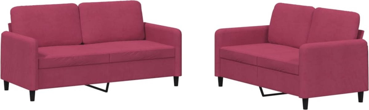 vidaXL 2-delige loungeset in wijnrood fluweel