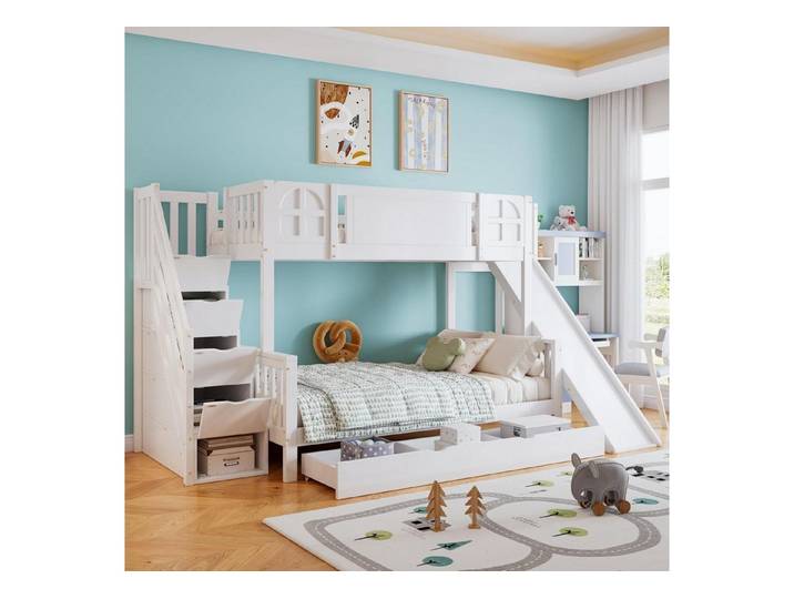 LuxusKollektion Etagenbett Etagenbett Baumhaus Rutsche Weiß (1-St)