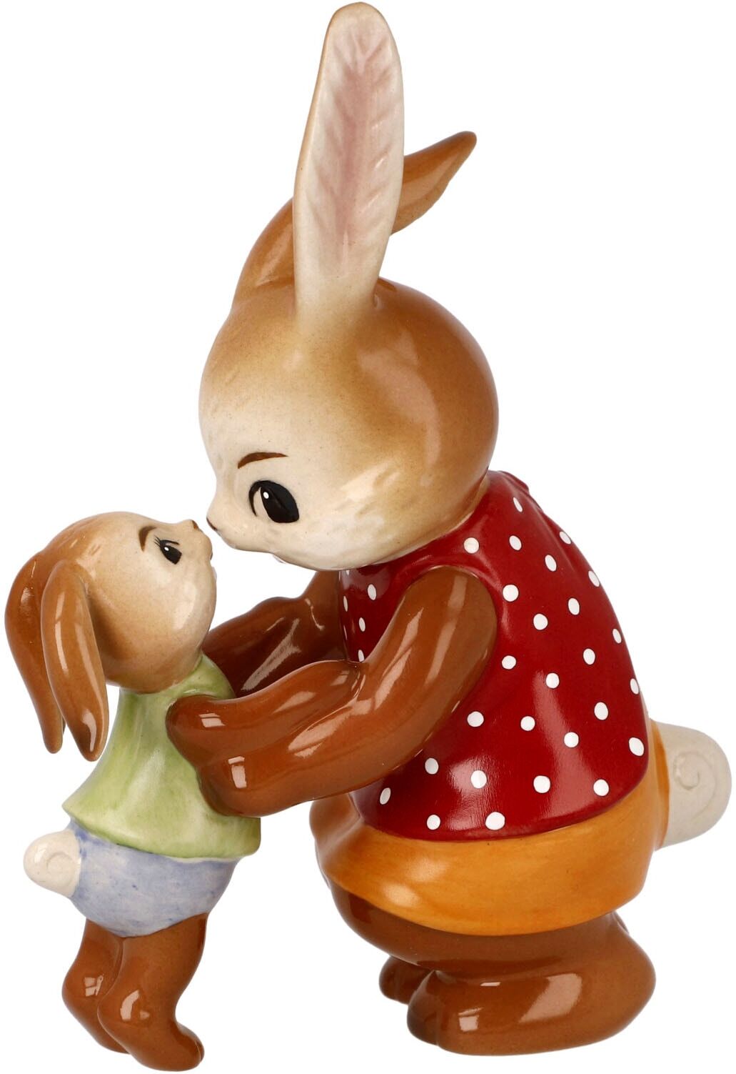 Osterhase GOEBEL "Kleiner Schatz", bunt, B:8,5cm H:4cm T:12cm, Steingut, Dekofiguren, Osterhase, Sammelfigur, Hasenmutter mit Hasenkind bunt B/H/T: 8,5cm x 4cm x 12cm