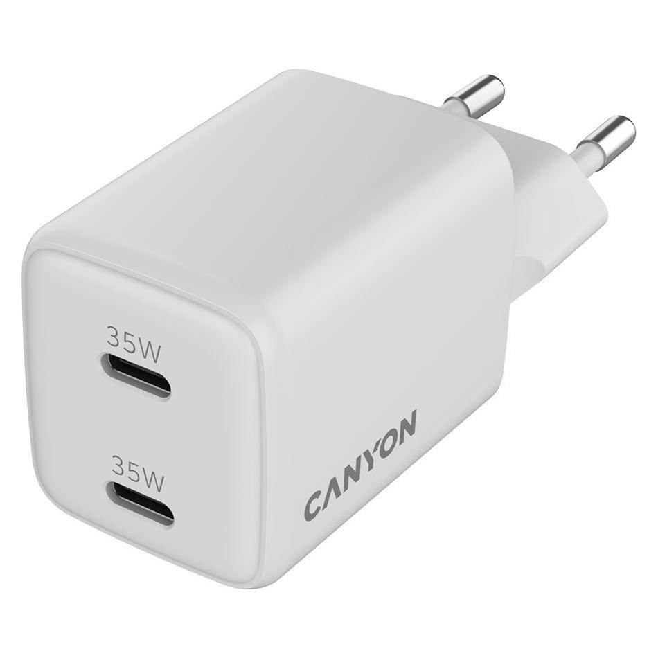 Canyon Adapter-Ladegerät CU35CC GaN 35W 2xPD EU Weiss (35 W, 2 Ports) (CNS-CUW35CC)