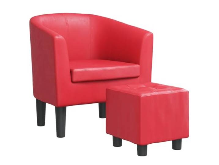 Heofavd Modernes Clubsessel Set mit Hocker Kunstleder Rot 2-teilig