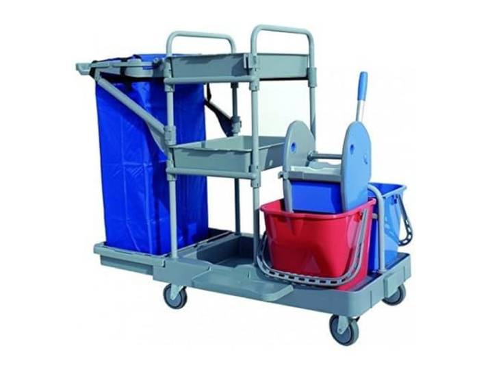Maya Professional Tools 91139 Eco doppelter Reinigungswagen mit Tabletts und Presse, 2 x 15 L