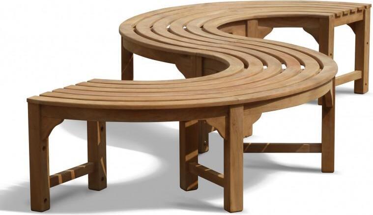 Baumbank Fermo S-Form Teak Massivholz - Außend.: 150 cm - Modell: 360°