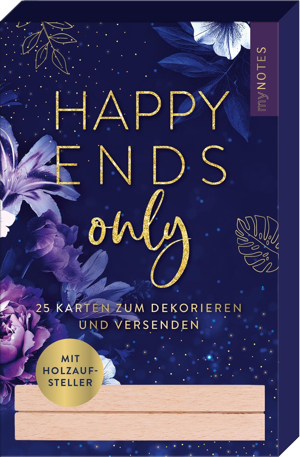 myNOTES Papeterie: Kartenbox Romance: HAPPY ENDS ONLY 25 Karten mit Holzaufsteller, perfektes Geschenk für (Dark) Romance Fans - Preis vom 02.10.2026 23:42:20 h