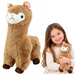 Plüsch-Alpaka, Kuscheltier, weiches Fell, beige, 28 cm