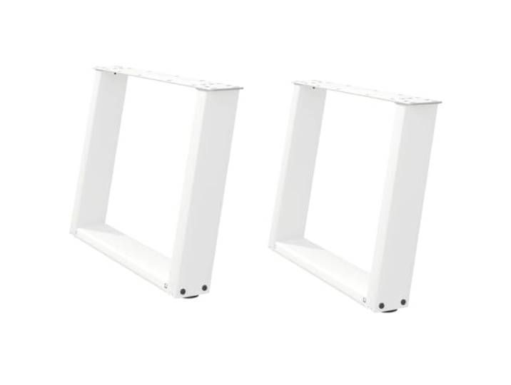 hliofuir Couchtischbeine U-Form 2 Stk. Weiß 70x43 cm Stahl Gestell Höhenverstellbare Nivellierfüße schützen Böden und sorgen im Wohnzimmer für Stabilität auf unebenem Untergrund.