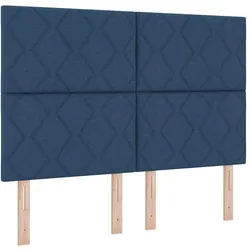 vidaXL, Boxspringbett, Boxspringbett Mit Matratze & Led Stoff Blau (160 x 200 cm)