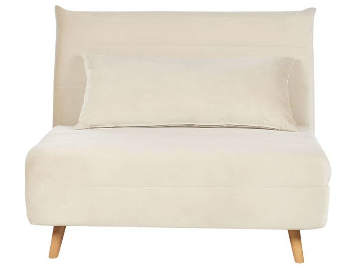 Fauteuil convertible velours beige clair