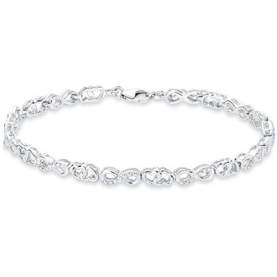 Silberarmband AMOR "Schmuck Geschenk Armkette Herz, Liebe, Infinity, Unendlichkeit", silber (silber, 925, kristallweiß), Armbänder, Damen, 21cm, Silber 925 (Sterlingsilber), Silberarmband, mit Zirkonia (synth.)