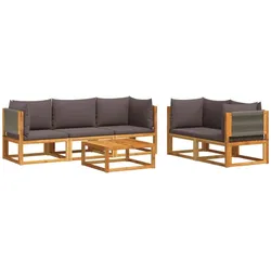 vidaXL 6-tlg. Gartensofa-Set mit Kissen Holz Akazie & Seil