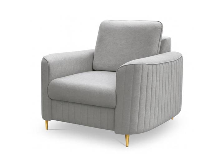 Sepro Meble Sessel Hellgrau Loren Mit Goldenen Beinen, Grau, 100x85x94 cm, Wohnzimmer, Sessel, Polstersessel