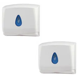 2 PlastiQline Papierhandtuchspender MINI - Kunststoff - weiß - Handtuchspender