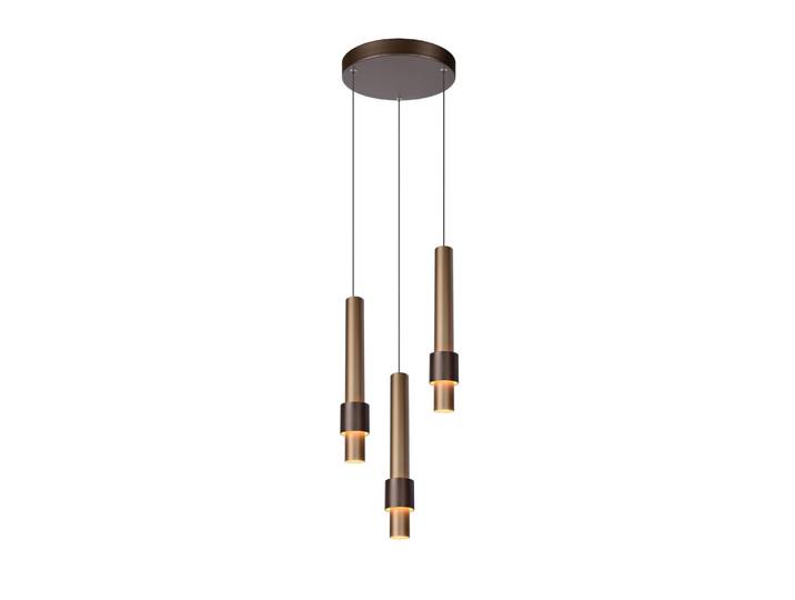 Suspension aluminium 3 lumières café