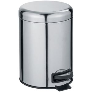 Wenko Mülleimer Leman, silber, Kosmetikeimer aus Edelstahl, 5 Liter