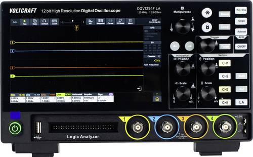 VOLTCRAFT DOV1254F LA Digital-Oszilloskop 125MHz 4-Kanal 1.25 GSa/s 100 Mpts 12 Bit Digital-Speicher (DSO), Funktionsgenerator