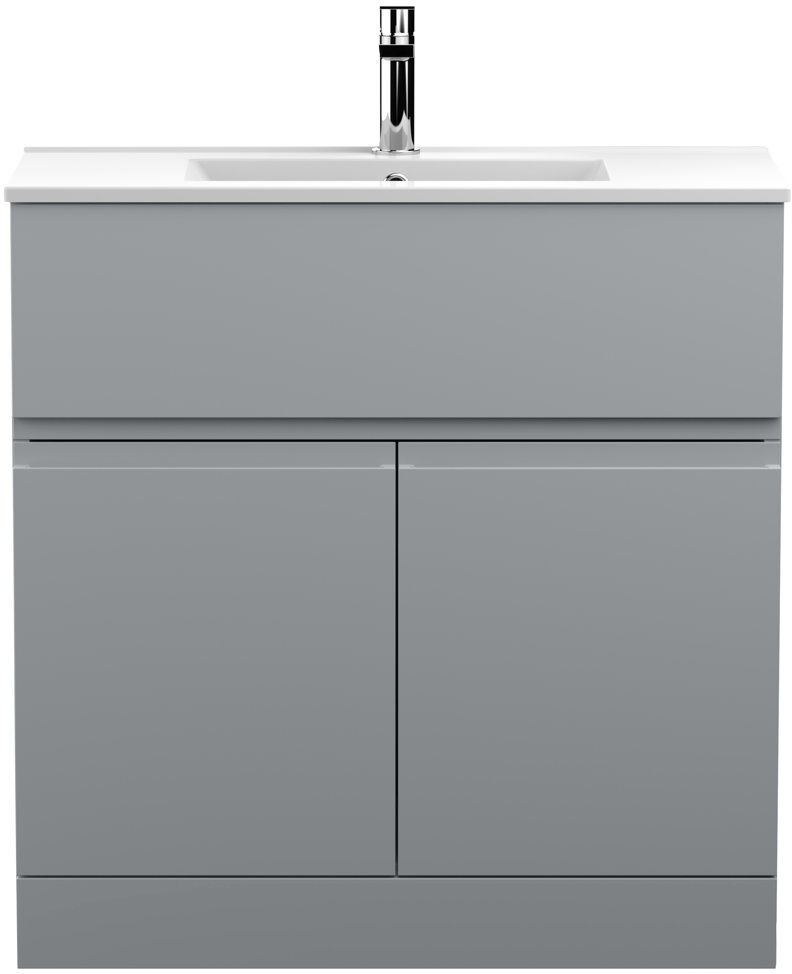 Nuie Urban 810mm Single Bathroom Vanity with Integrated Ceramic Basin Satin Grey 810mm W