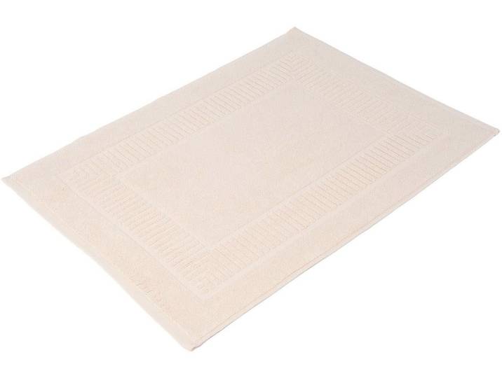 Badematte GÖZZE BIO Frottier Gr. 3, beige (creme), H:7mm, Baumwolle (Bio-Baumwolle), Badematten, Badematte, Badvorleger, Frottier-Qualität, mit Bordüre