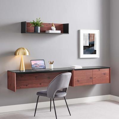 Modway "Kinetic 49"" Wall-Mount Office Desk With Cabinet and Shelf"