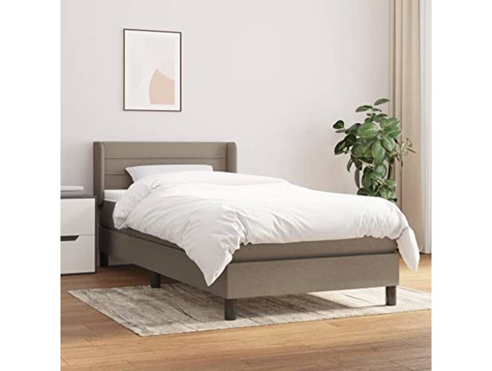 Strapazierfähiger Stoff mit verstellbarem Kopfteil Taschenfederkernmatratze Boxspringbett mit Matratze Taupe 100x200 cm Stoff Bett mit Kopfteil Taschenfederkern Topper Komfortabel