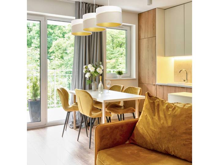 Hängelampe Susan Maco Design, dimmbar, weiß / opal, für Wohn- / Esszimmer, Textil / Stoff / Seide, Pendelleuchte