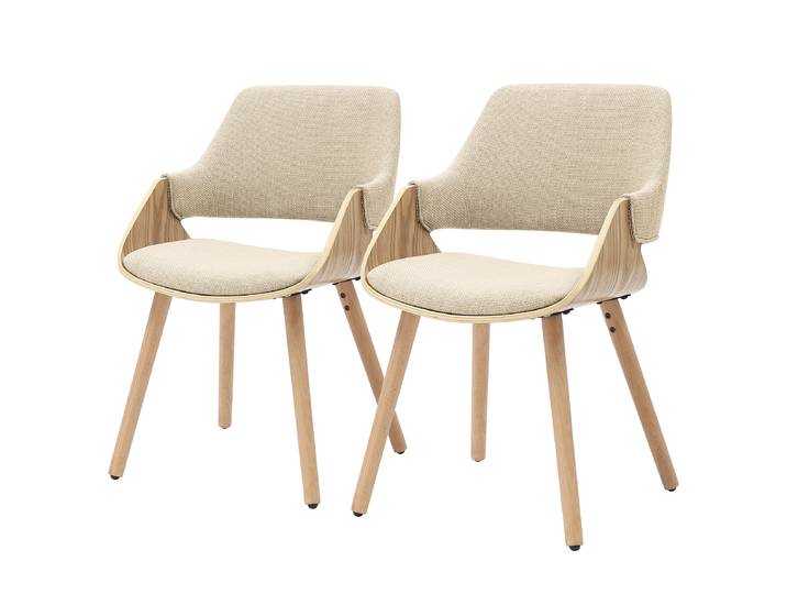 Armlehnenstuhl RIFFLES 2er-Set 51 x 80 x 57cm Holz/Beige