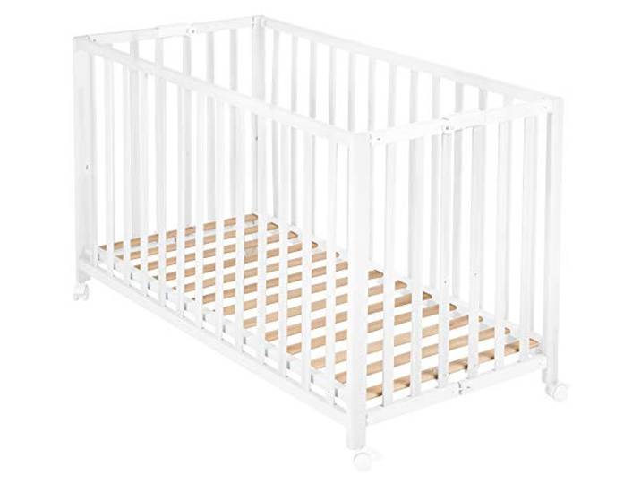 roba Klappbett Fold Up 60 x 120 Babybett aus Holz, Weiß