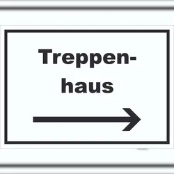 HB-Druck Treppenhaus Schild mit Text und Richtungspfeil rechts Stufen steigen waagerecht A6 (105x148mm)