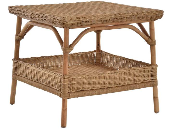 Krines Home Beistelltisch Rattan-Tisch Beistelltisch Quadratisch Wohnzimmer Tisch Ablage 59x59, Couchtisch Rattan, zusätzliche Ablage