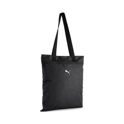 Schultertasche PUMA "POP TOTE", Damen, schwarz (puma schwarz, puma script aop), Polyester, gemustert, Taschen Schultertasche, Tasche mit femininen Grafikprints, mit Reißverschluss