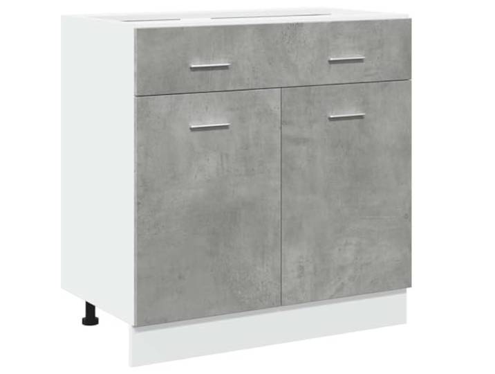 RJPLMFV Küchenschrank, Betongrau, 80 x 46 x 81,5 cm, Holz, Technik 1 Schublade, 2 Fächer, praktische Tür, Wandbefestigung inklusive, Aufbewahrung für Utensilien