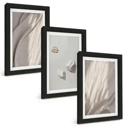 BILDER SET 3er Set - 20x30 cm Schwarzer Rahmen - Nahaufnahmen der Struktur im Boho-Stil