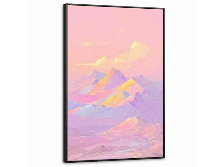 MuchoWow Leinwand Bilder mit Rahmen - Berggipfel - Wolken - Verträumt - 90x140, Hellrosa, Rechteckig, 90x140 cm, gerahmt, Bilder & Rahmen, Bilder, Leinwandbilder