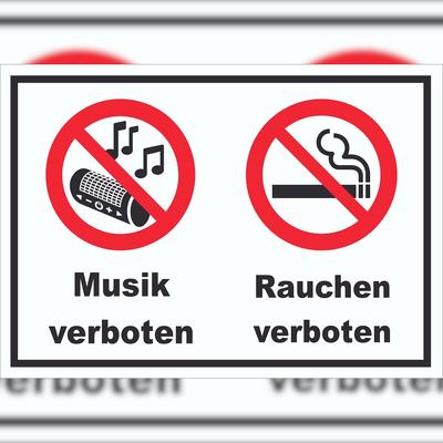 HB-Druck Schild Musik und Rauchen verboten A2 (420x594mm)