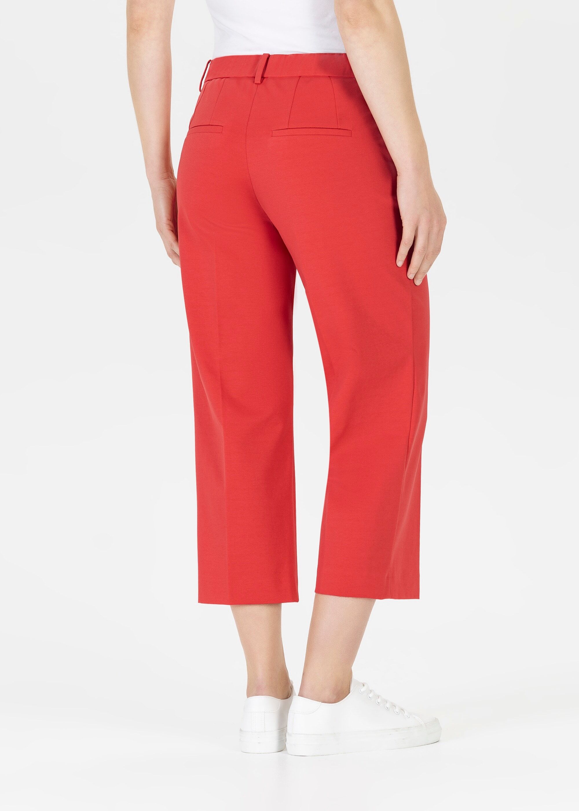 Chinohose STEHMANN "Fenja2-620", Damen, Gr. 42, N-Gr, rot (grenadine,2701), Web, Obermaterial: 50% Baumwolle, 42% Polyamid, 8% Elasthan, unifarben, regular fit ca. Mitte Wade, Hosen Chinohose, mit Bügelfalten grenadine,2701 42, N-Gr