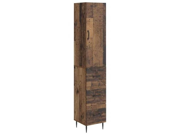 Heofavd 2er Set Schrank Holzwerkstoff Altholz-Optik 33x34,5x90 cm