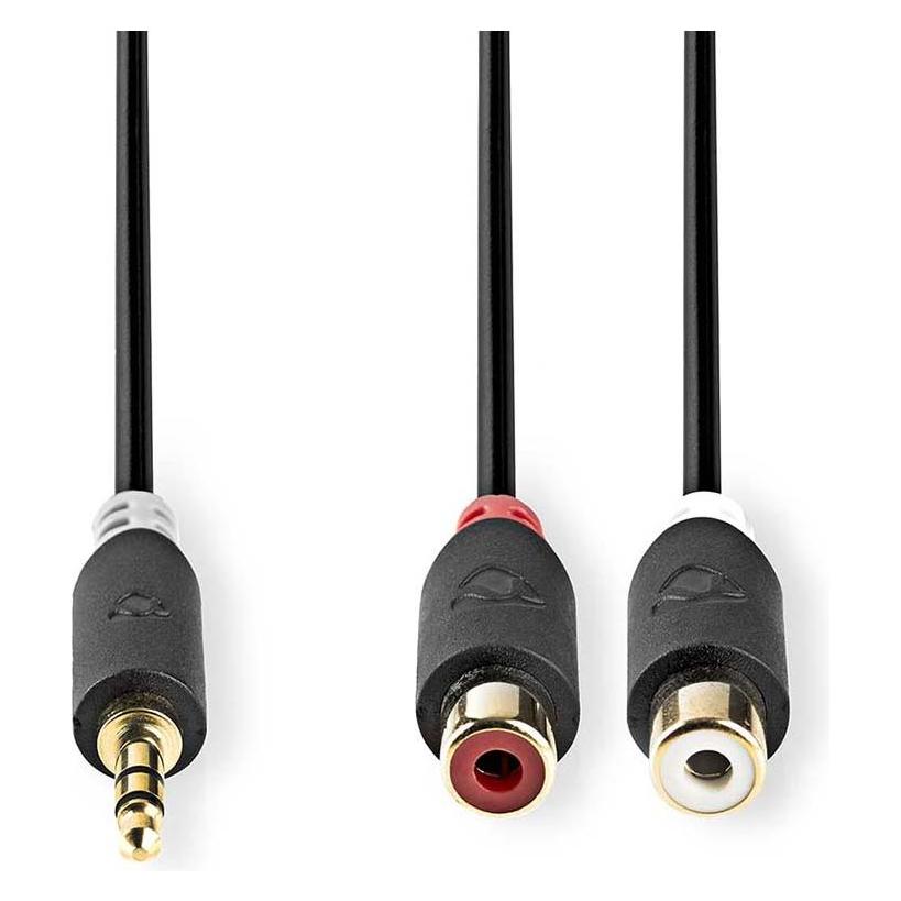 Nedis Audiokabel Stereo Mach oder 3,5 mm - 2 x RCA Hemb (0.20 m, Cinch Kabel) (CABW22250AT02)