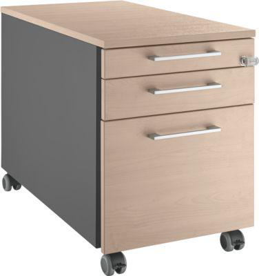 Schäfer Shop Select Rollcontainer 126, mit Griff eckig, anthrazit/Eiche-Deko
