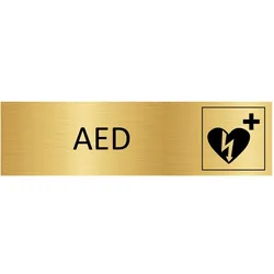 CombiCraft Aluminium Türschild Gold AED 165x45mm mit 3M-Tape