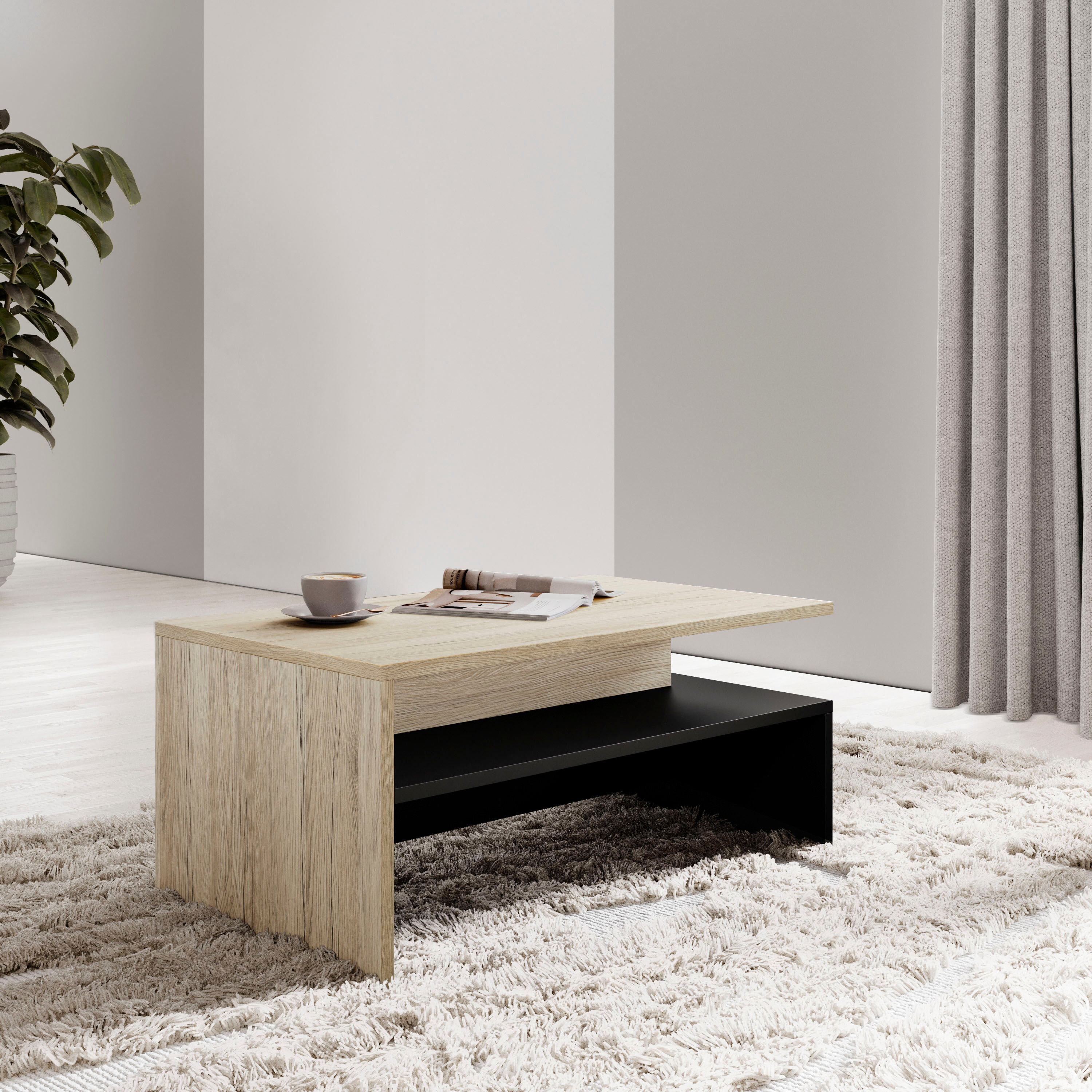 Couchtisch GOODPRODUCT "Baros", schwarz (san remo, schwarz, san remo), B:100cm H:45cm T:60cm, Tische, Couchtisch, 100 x 60 cm san remo, schwarz, san remo B/H/T: 100cm x 45cm x 60cm