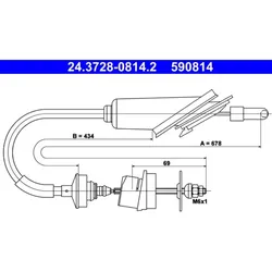 Seilzug Kupplungsbetätigung ATE 24.3728-0814.2 für Peugeot 106 I