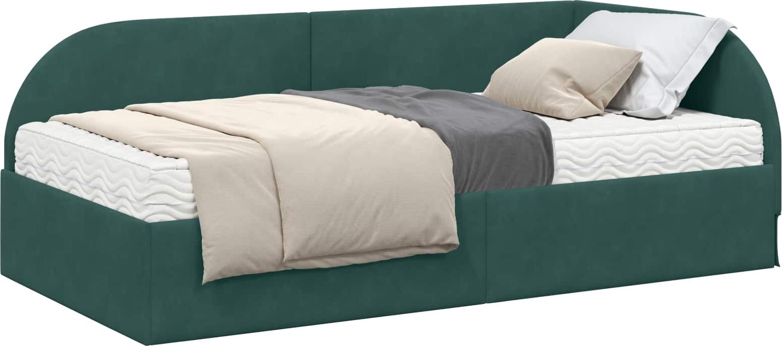 Eckbettgestell mit Matratze 2 pcs Grün Samt