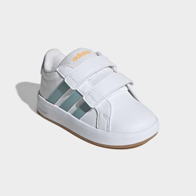 Sneaker ADIDAS SPORTSWEAR "GRAND COURT 3.0 KIDS", Mädchen, Gr. 24, weiß (cloud weiß, mint ton, lucid tangerine), Synthetik, Textil, Schuhe Sneaker, für Kinder