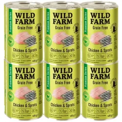 WILD FARM Premium Grain Free Huhn und Sprotten 12x400g - getreidefreies Katzenfutter