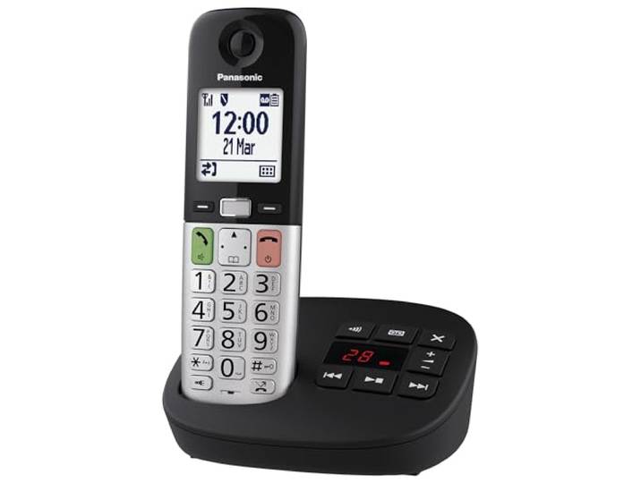 Panasonic KX-TGU430EXW digitale draadloze telefoon met antwoordapparaat, basisunit & 1 hoorstel, LCD-scherm, favoriete oproep, zaklamp, gehoorapparaat-compatibel, zwart